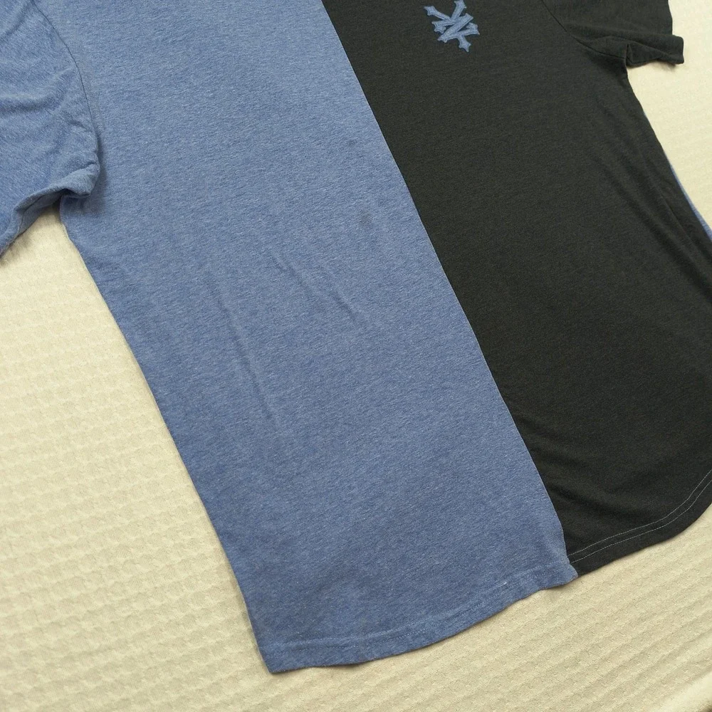 Zoo York Mens 3XL T-Shirt Blue Black Colorblock Embroidered Logo Short‎ Sleeve